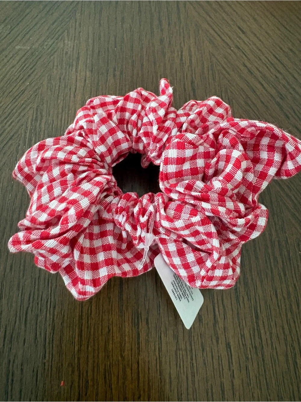 Red Gingham Kids Scrunchie Hair Tie